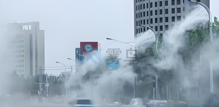 山东济南环境监测站联动灯杆喷雾降尘降霾系统案例